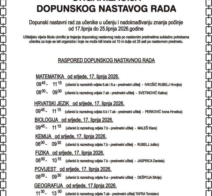 Organizacija dopunskog nastavnog rada