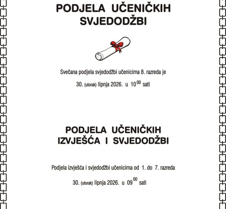 Podjela učeničkih svjedodžbi